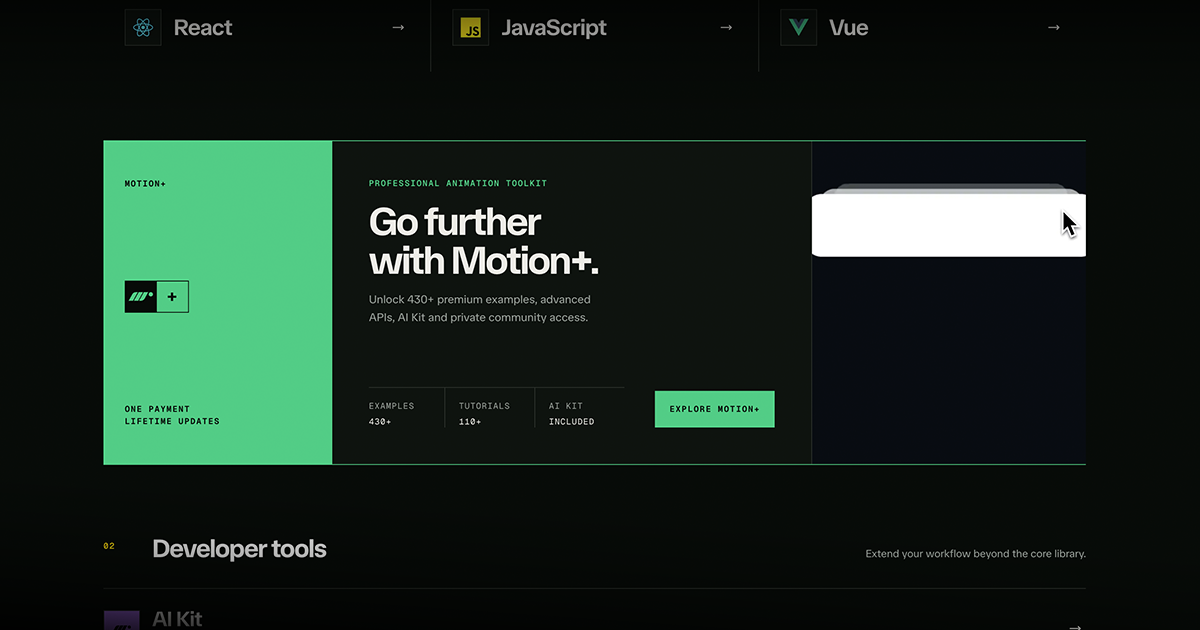 Docs homepage takeover placement example