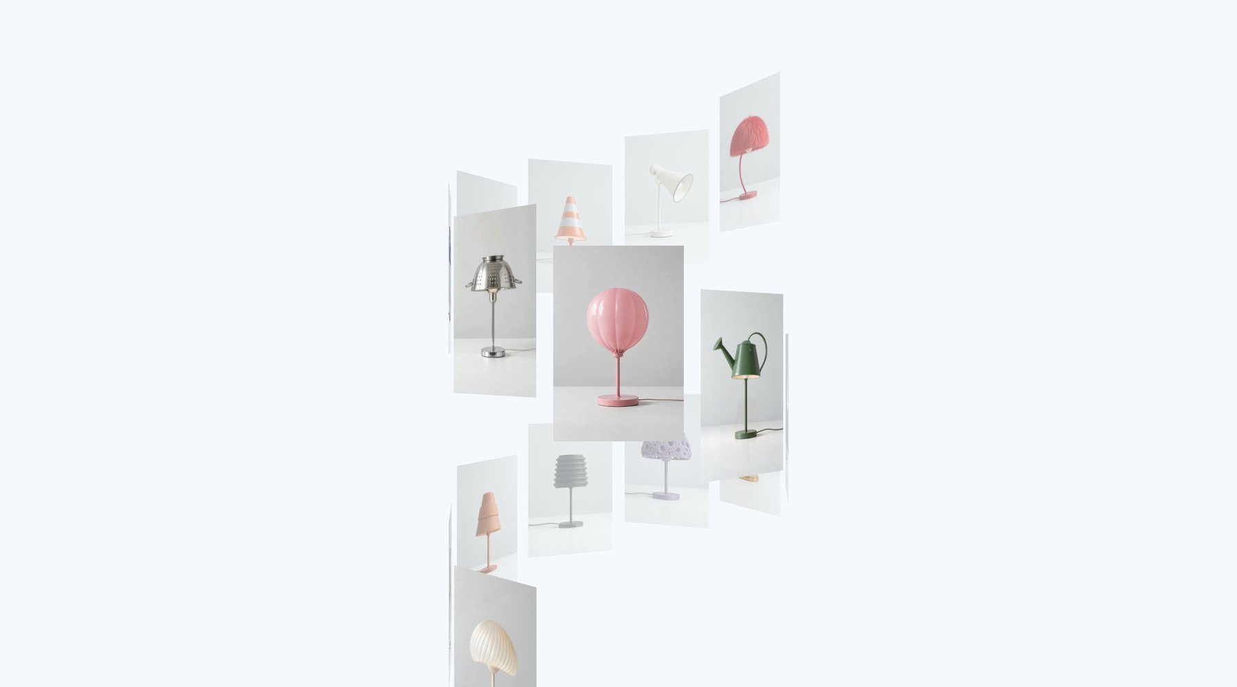 A helix of lampshade photos from the Motion UI Gallery demo