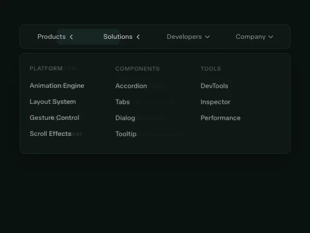 Mega Menu animation example