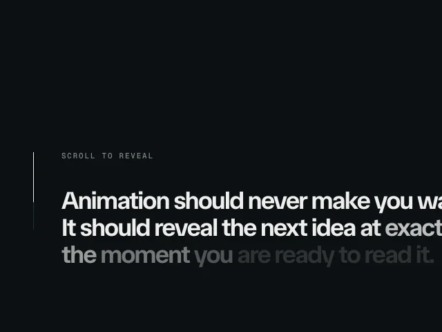 Scroll word reveal animation example