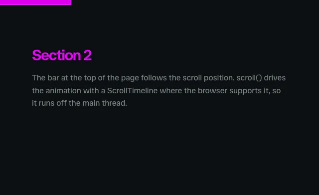 Svelte: Scroll progress animation example