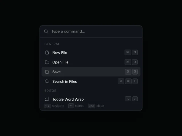 Command Palette animation example