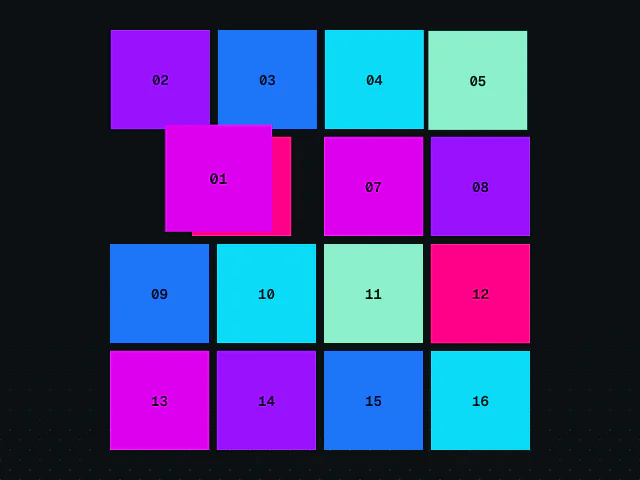 Reorder grid animation example