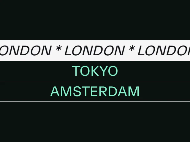 Ticker: Text hover effect animation example
