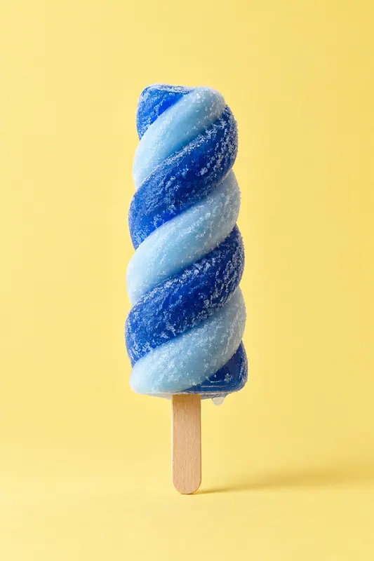 A twisted blue ice lolly