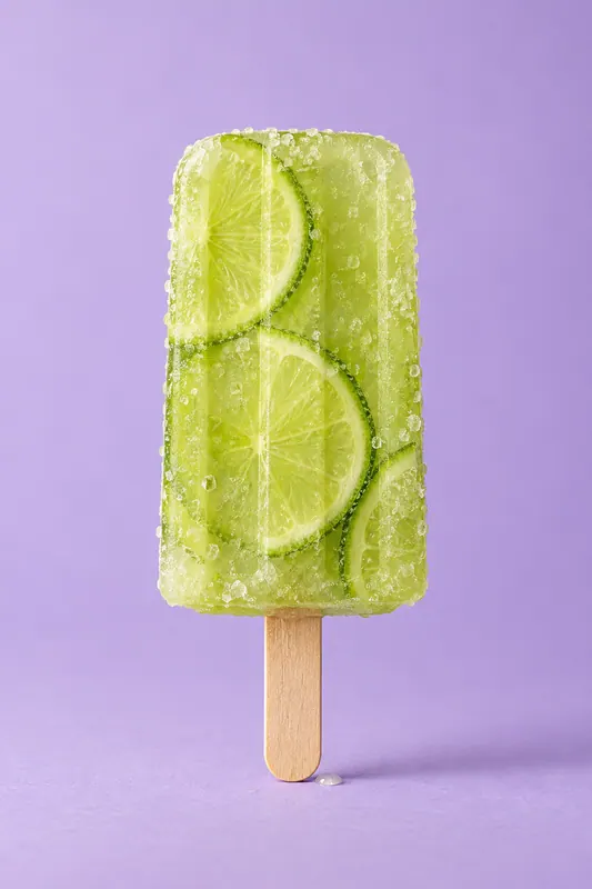 A lime ice lolly with lime slices