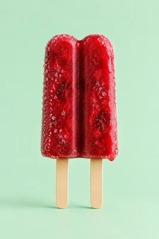 A twin cherry ice lolly