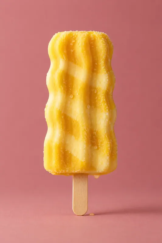 A wavy mango ice lolly