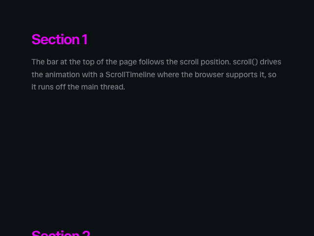 Scroll progress animation example