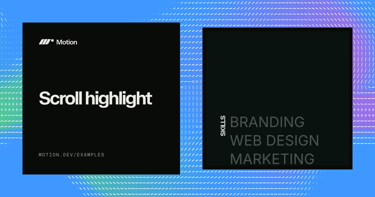 Scroll highlight example & tutorial for JavaScript | Motion
