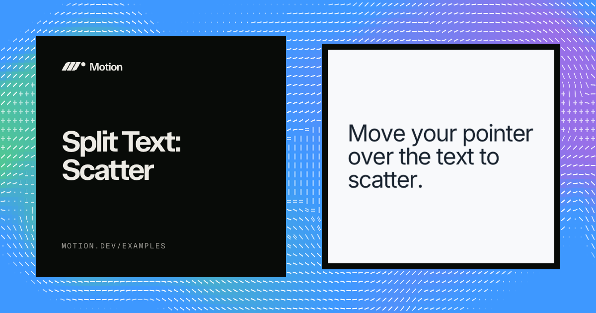 Powerpoint Text Scatter Split Text: Scatter example & tutorial for JavaScript | Motion