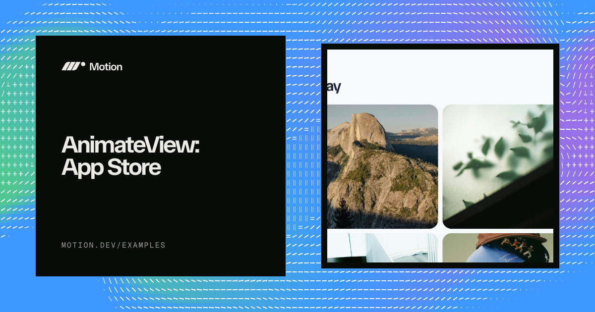 AnimateView: App Store example for React | Motion