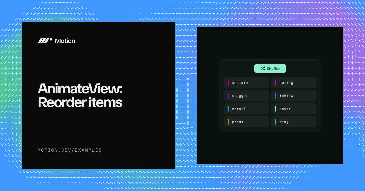 AnimateView: Reorder items example for React | Motion