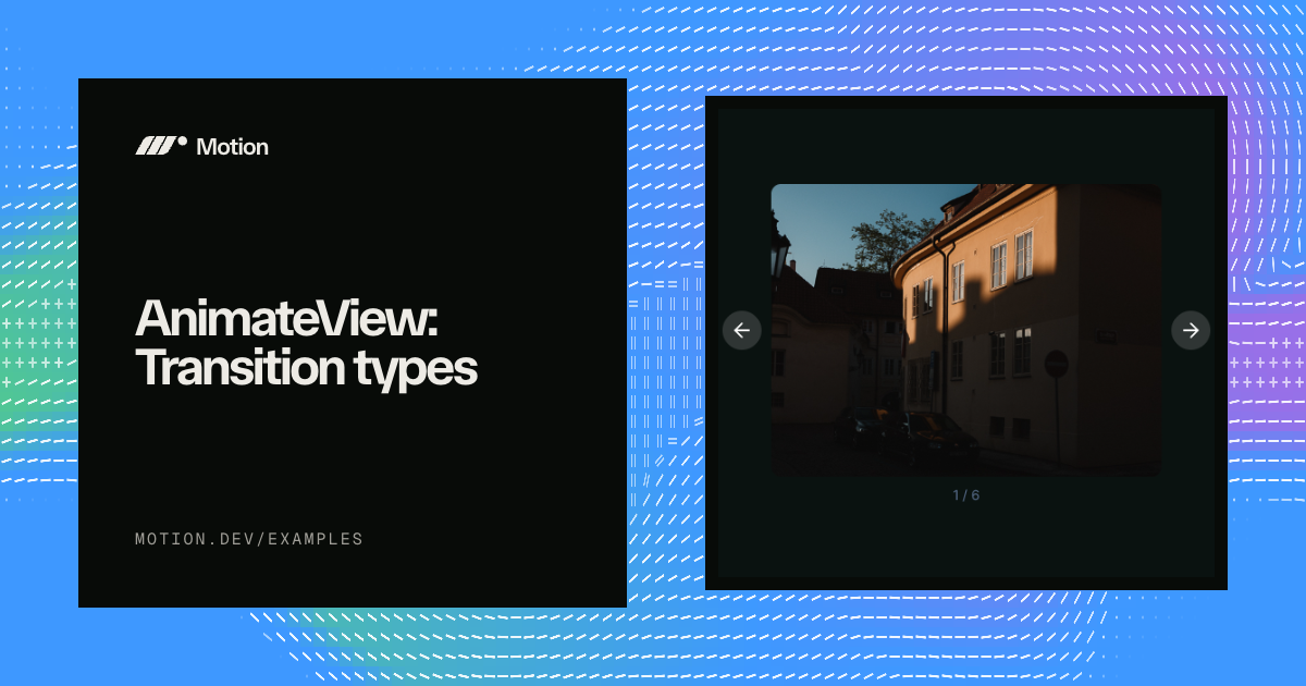 AnimateView: Transition types example for React | Motion