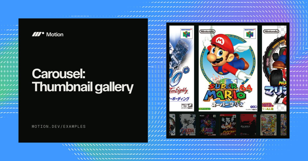 Carousel: Thumbnail gallery example for React | Motion