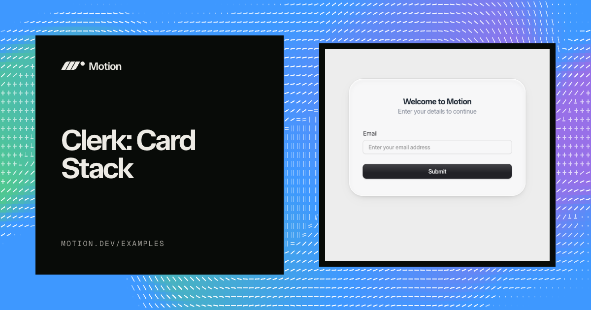 Clerk: Card Stack example for React | Motion