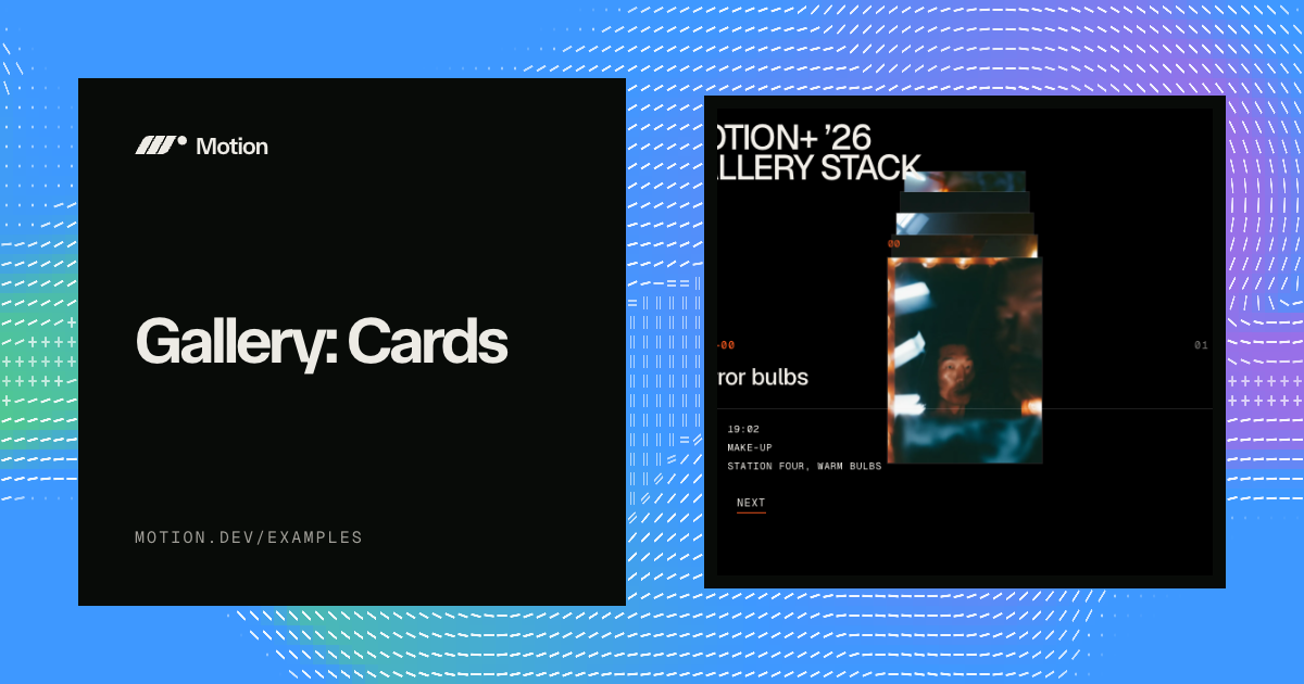 Gallery: Cards — Motion for React Example