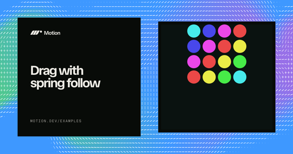 Drag with spring follow example for React | Motion