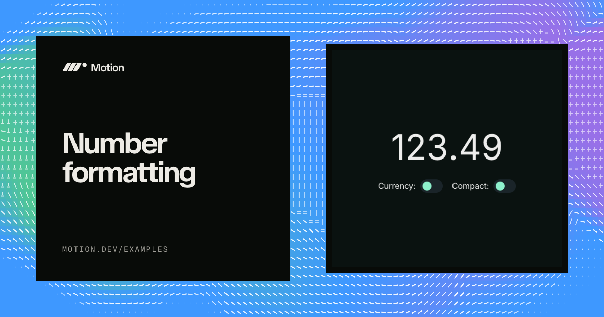 Number formatting example for React | Motion