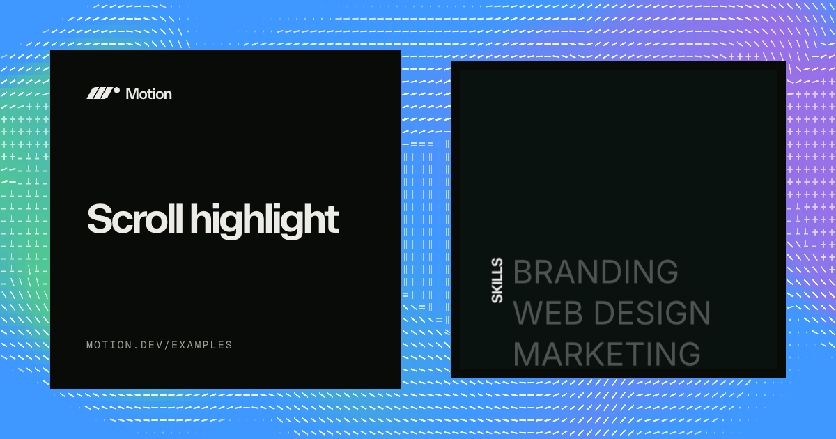 Scroll highlight example for React | Motion