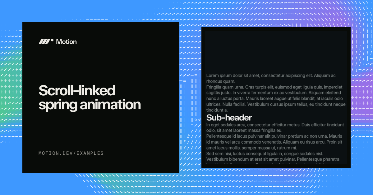 Scroll-linked spring animation example for React | Motion