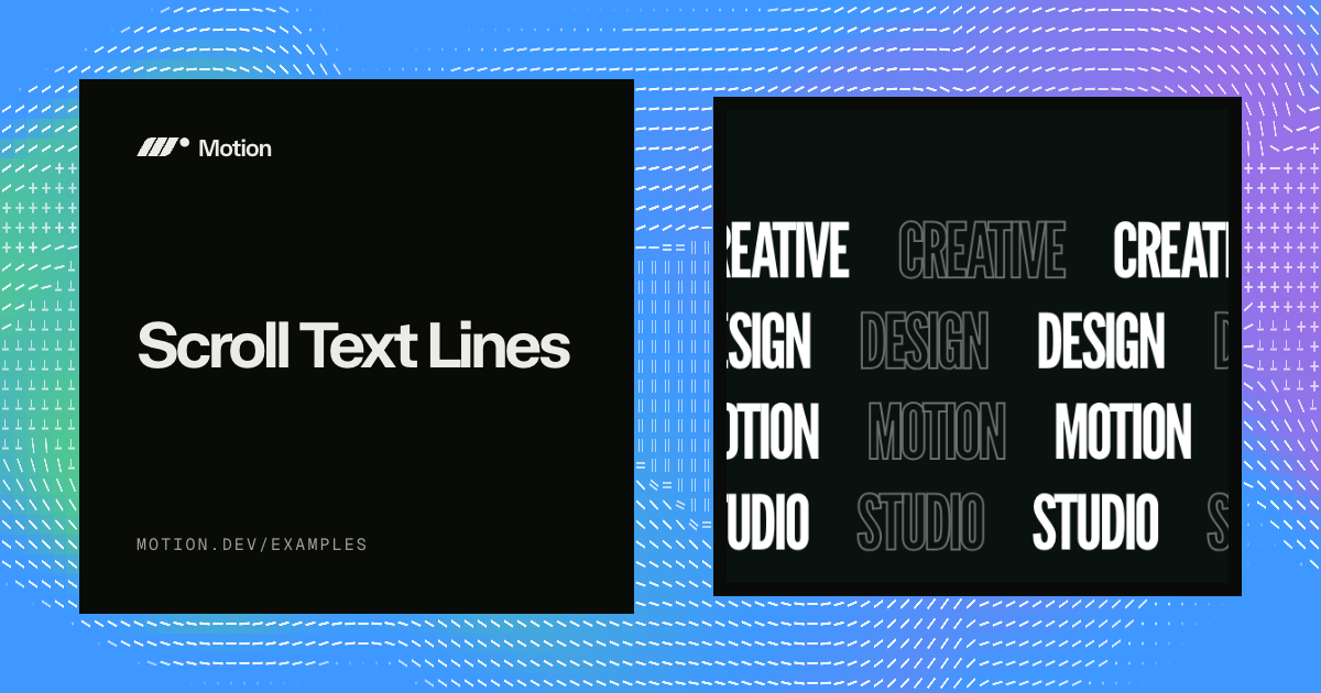 Scroll Text Lines example for React | Motion