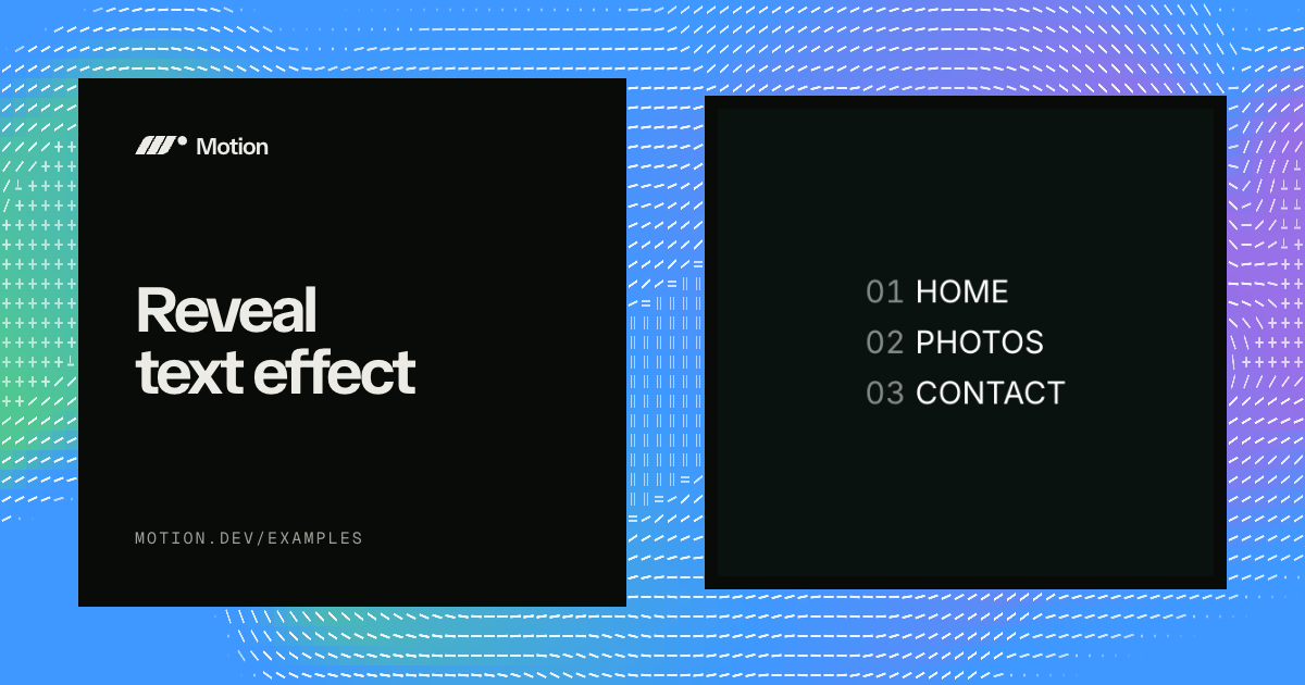 Reveal text effect example for React | Motion
