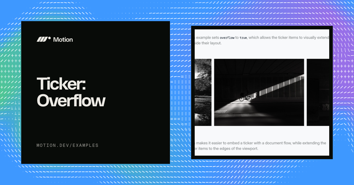Ticker: Overflow example for React | Motion