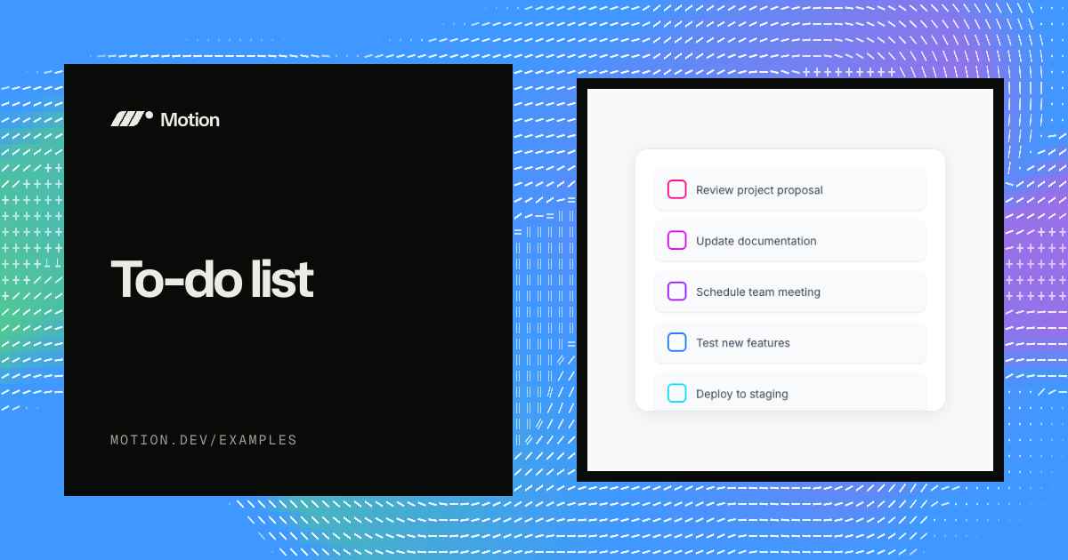 To-do list example & tutorial for React | Motion