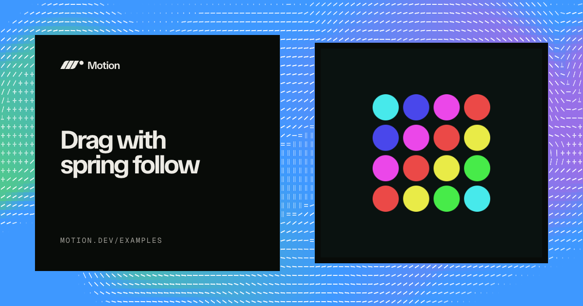 Drag with spring follow example for Vue | Motion