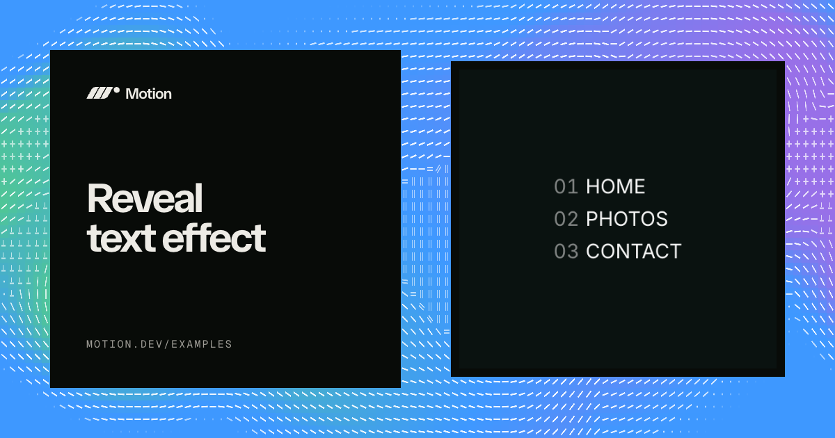 Reveal text effect example for Vue | Motion