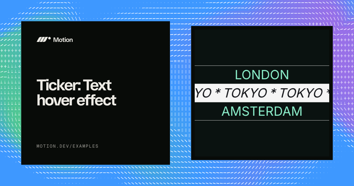 Ticker: Text hover effect example for Vue | Motion