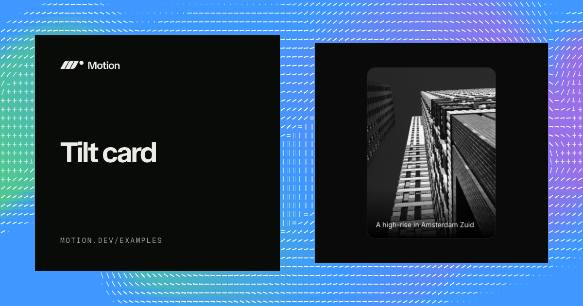 Tilt card example for Vue | Motion