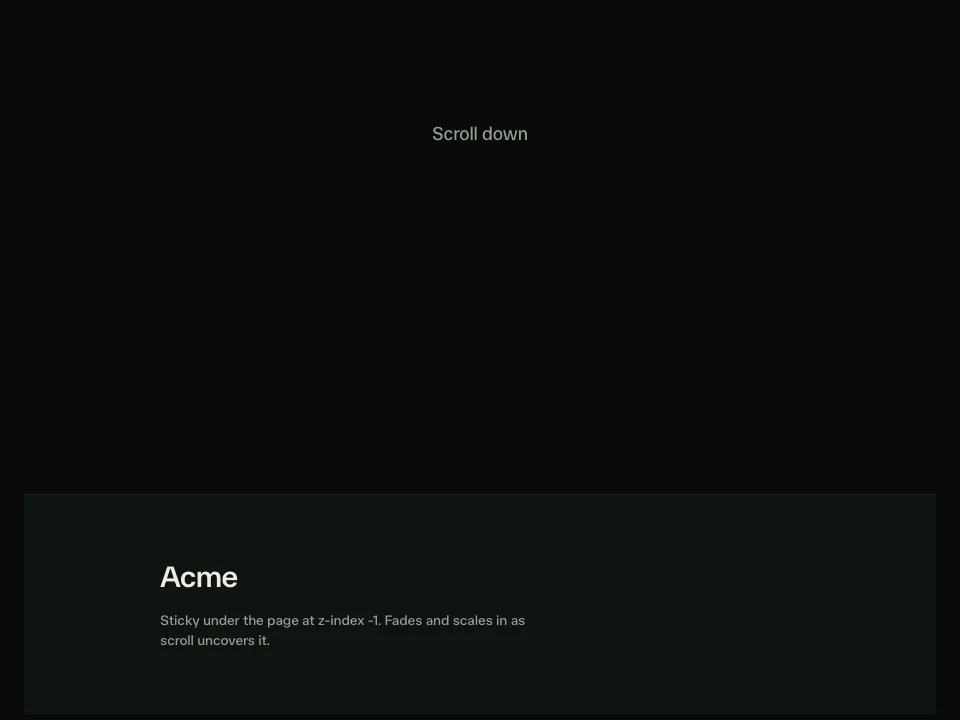 Footer reveal preview